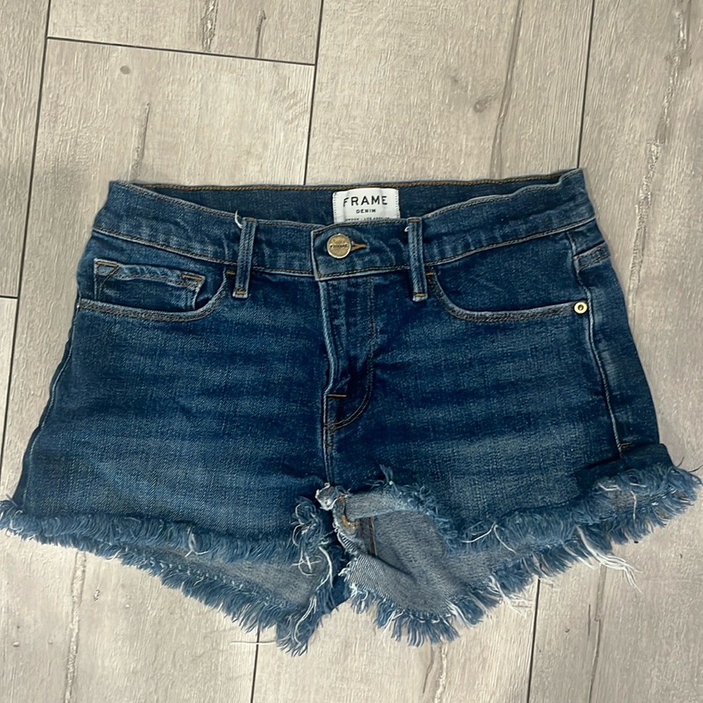 FRAME DENIM SIZE 26 LE CUTOFF DENIM SHORTS LOW WAIST PERFECT CONDITION